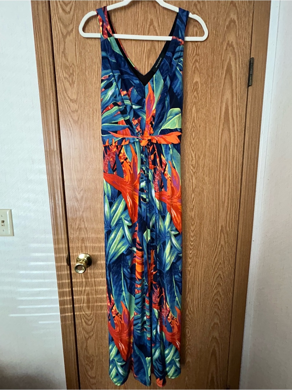 Ashley Stewart Sleeveless Tropical Floral Print Maxi Dress